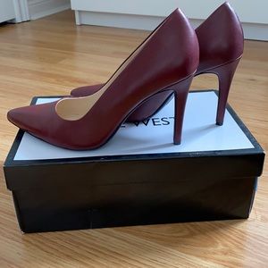 NINE WEST Wine Leather Heels